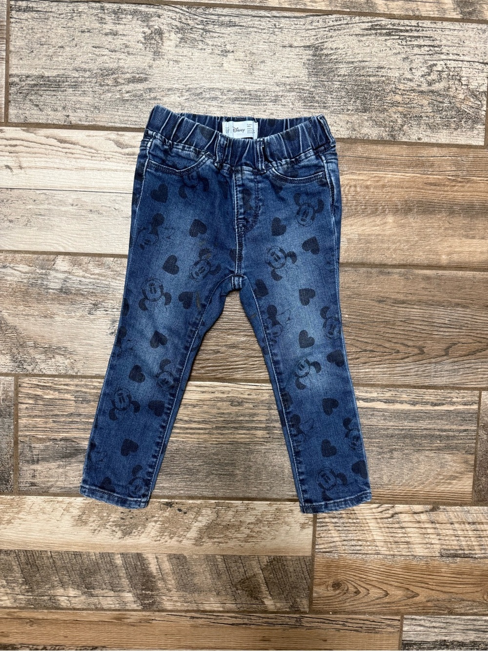 GAP Girls' Dark Blue Denim Leggings with Heart & Character Print